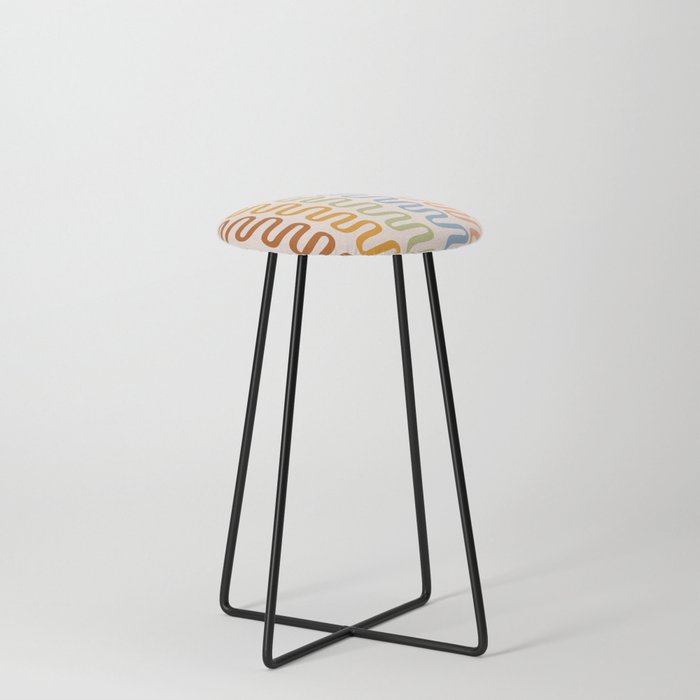 Abstract Shapes 269 in Vintage Tones (Snake Pattern Abstraction) Counter Stool