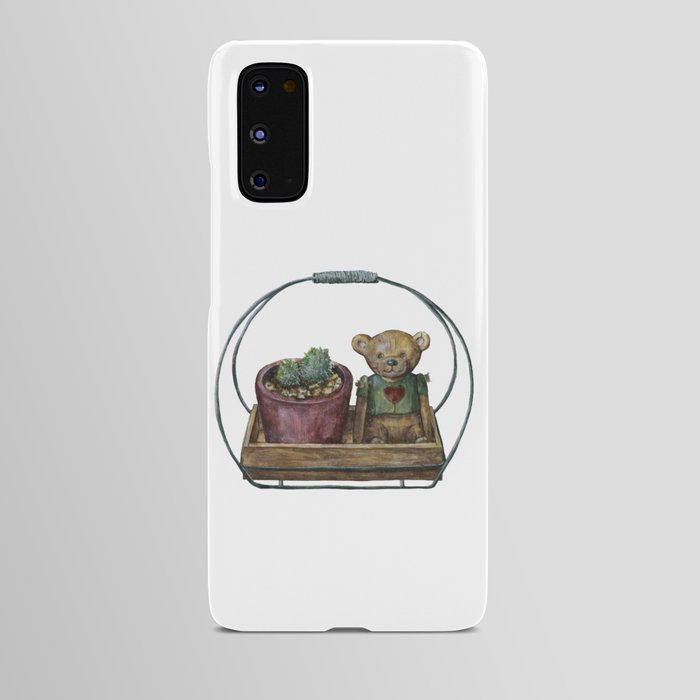 Vintage bear and cactus Android Case