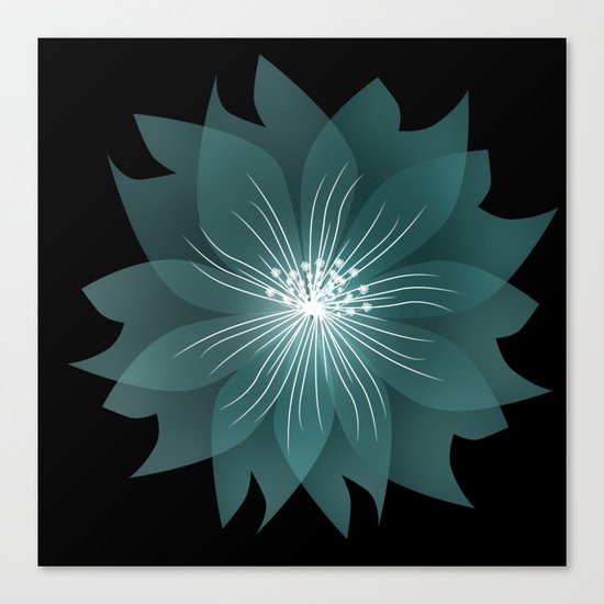 Blue flower on a black background . Canvas Print