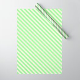 [ Thumbnail: Beige & Green Colored Lined/Striped Pattern Wrapping Paper ]