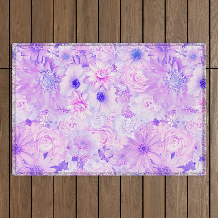 pink purple floral bouquet aesthetic array Outdoor Rug