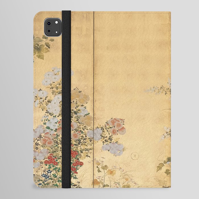 Japanese Edo Period Six-Panel Gold Leaf Screen - Spring and Autumn Flowers iPad Folio Case