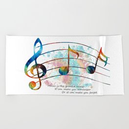 Music Is The Greatest Healer Colorful Art Beach Towel