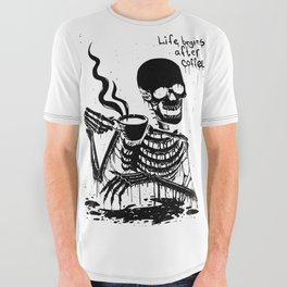 Skeleton Coffee lovers All Over Graphic Tee