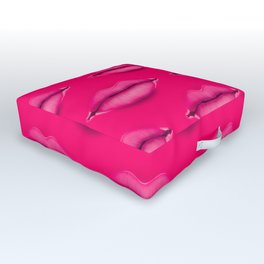 HOT PINK POUTY LIPS // Realistic Lips Design Pattern Outdoor Floor Cushion