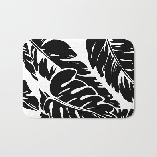 PALM LEAF BLACK Bath Mat