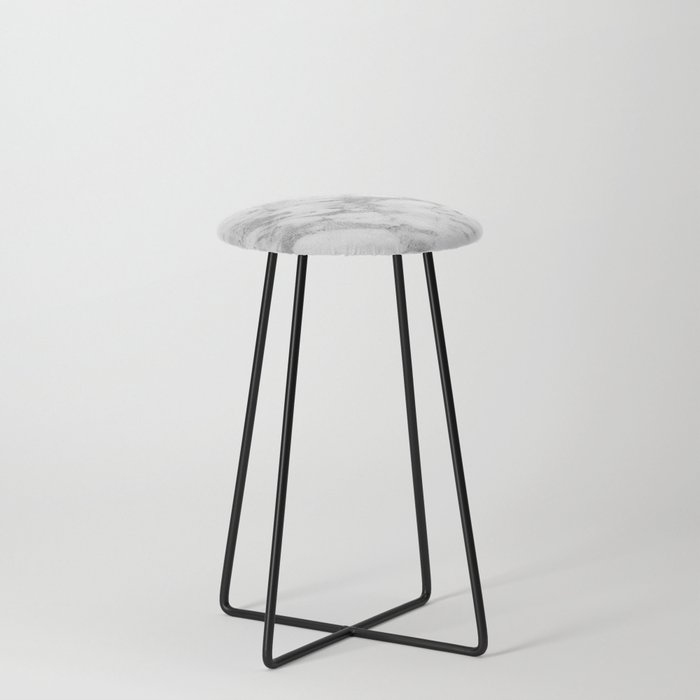 Marble - Silver and White Marble Pattern Counter Stool