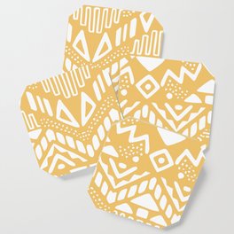 Tribal yellow ochre mudcloth Coaster
