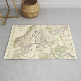 Vintage Map - Spruner-Menke Handatlas (1880) - 64 Scandinavia to the Calmar Union, 1397 Rug | Old, Globe, Vintage, Antique, History, Map, Atlas, Cartography, Historic, Mapping 