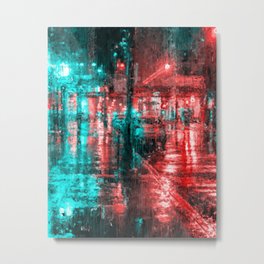 Night City Metal Print | Street, Night, Nightcity, Downtown, Road, Dark, Light, Abstract, Modern, Abstractlights 