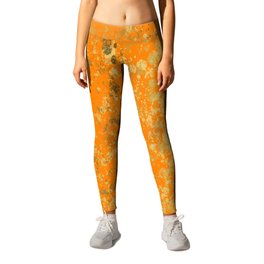 Tennessee Orange and Gold Patina Design Leggings | Digital, Paintsplatter, Graphicdesign, Cohesivedesign, Fallcolors, Gold, Abstractpainting, Tnorange, Goldenmarble, Patina 