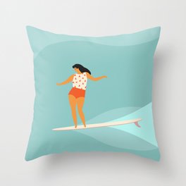 Surf girl Throw Pillow