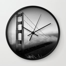 Golden Gate Bridge | Black and White San Francisco Landmark Photography Shot From Marin Headlands Wall Clock