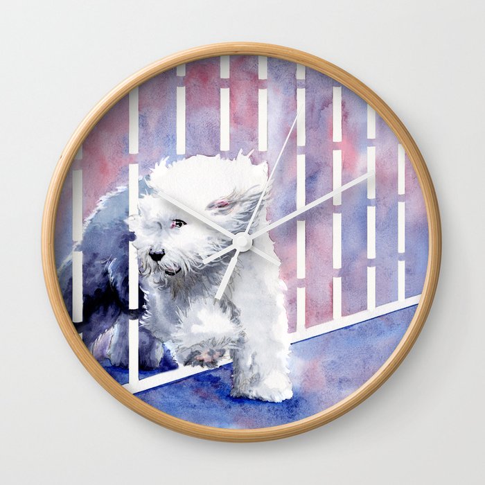 Sheepdog Weaving Large Wall Clock
