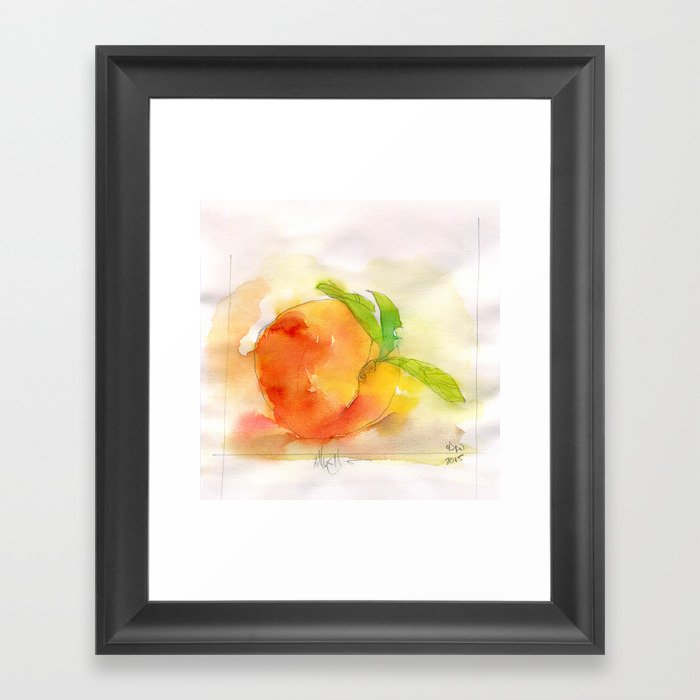 Watercolor Peach Framed Art Print