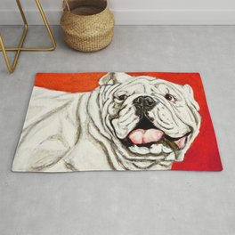 Uga the Bulldog Painting - Red Background Area & Throw Rug