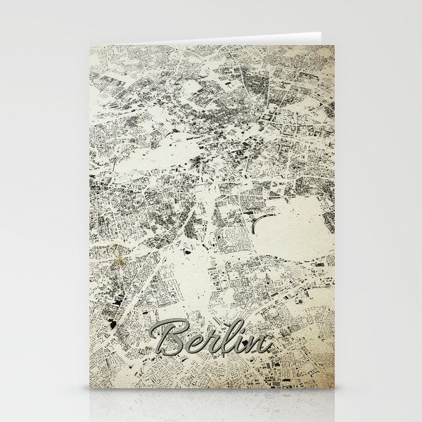 Berlin Streets and Buildings Map Antic Vintage Stationery Cards