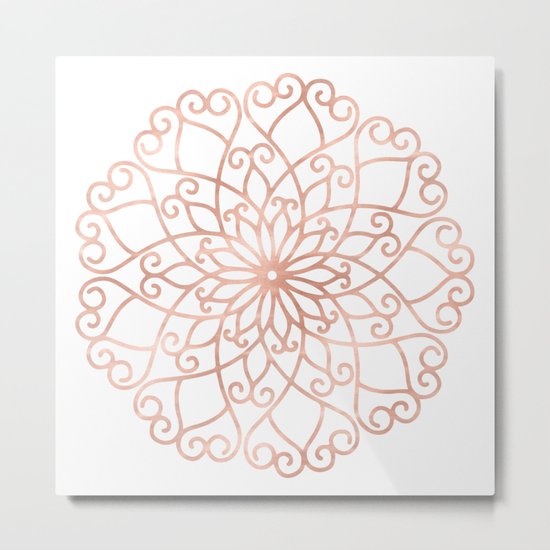 Mandala Rose Gold Pink Flower Metal Print
