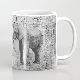 African Spirit Vintage Elephant black white Mug