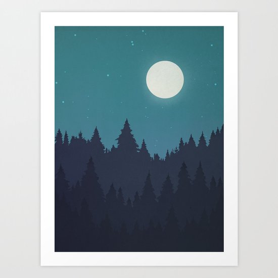 Tree Line - Turquoise Art Print