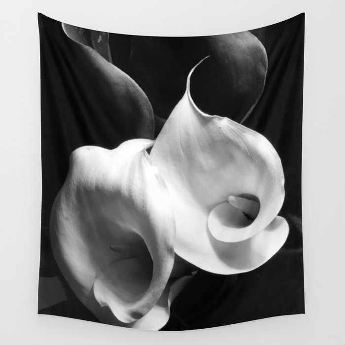 Calla Lily blossoms floral black and white photography / photograph Wall Tapestry