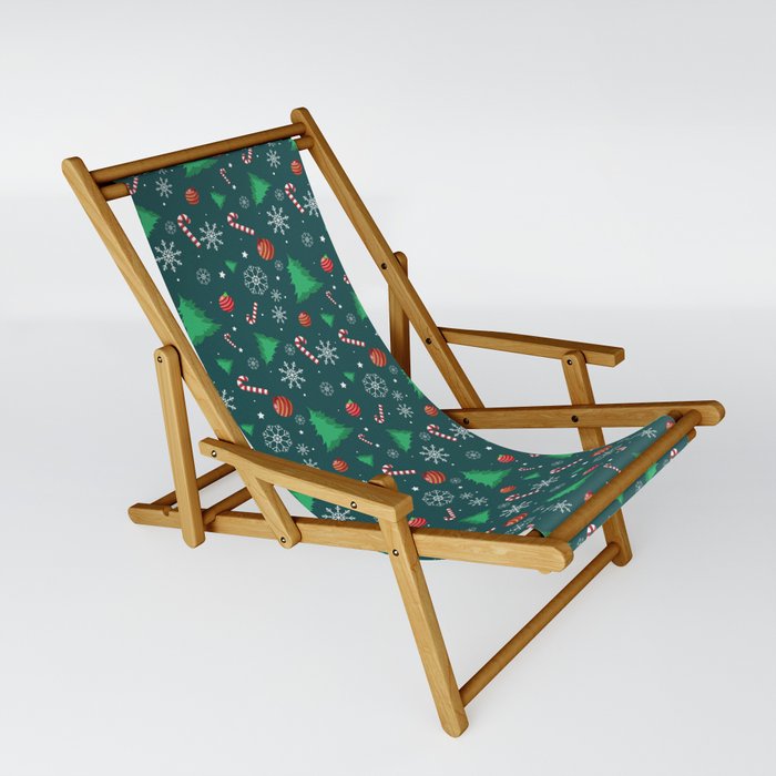 Christmas Pattern Tiny Green Red Decorative Sling Chair