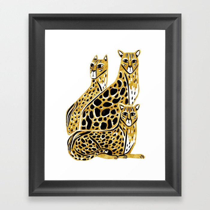 Gold Cheetahs Framed Art Print