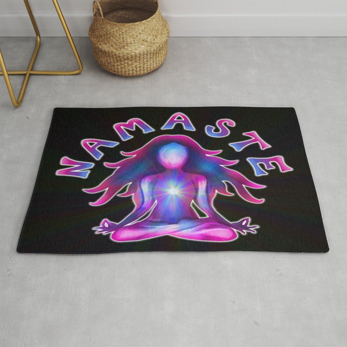 Namaste Psychedelic Yoga Silhouette Rug