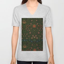 Violet and Columbine by William Morris (1834-1896) V Neck T Shirt