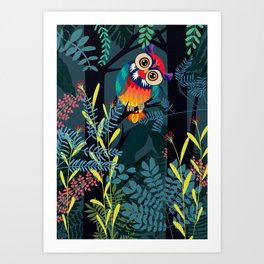 Owl Vivid Painting Art Print | Rustuc, Acrylic, Animal, Watercolorpainting, Boho, Tropic, Farmhousr, Nature, Colorful, Vivid 