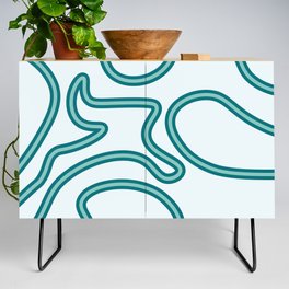 Abstract Mid century modern lines pattern - Alice Blue Credenza