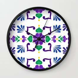Purple 2, Framed Talavera Flower Wall Clock