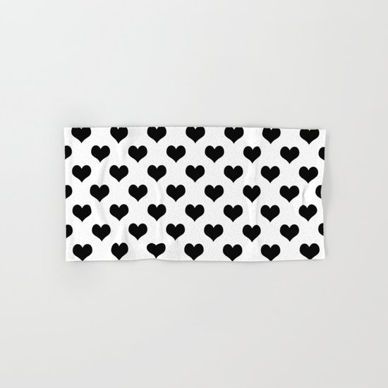 White Black Hearts Minimalist Hand & Bath Towel