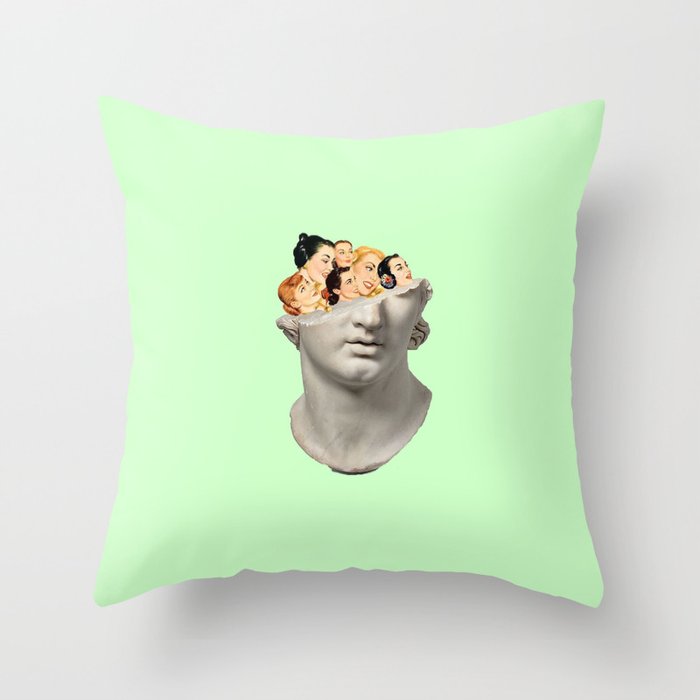 what's on my mind green Throw Pillow
