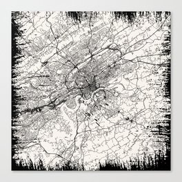 USA, Knoxville - black and white city map Canvas Print