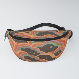 Retro 70s Inspired Boho Rainbow Clouds Pattern Fanny Pack