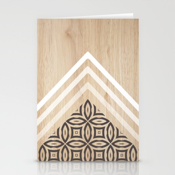 Wood + Geometric with Pattern Stationery Cards