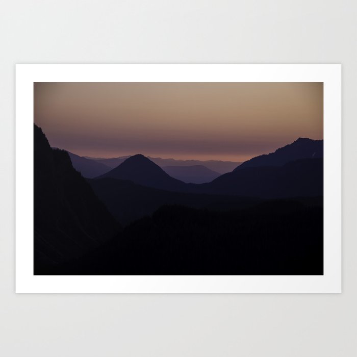 Sunset at Mount Rainier National park Art Print