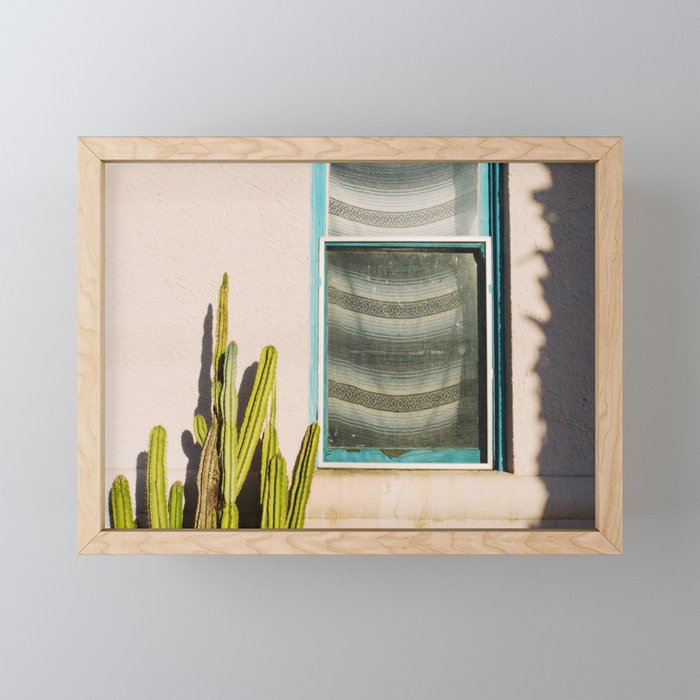 Cactus and Window Framed Mini Art Print