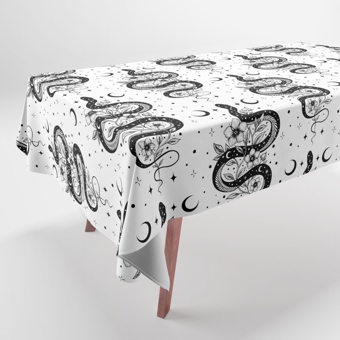 Serpent Spell Black and White Tablecloth by episodic drawing Society6