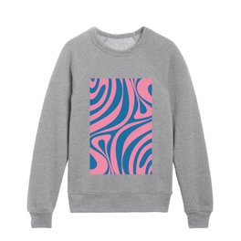 New Groove Retro Abstract Pattern Vertical Blue and Pink Kids Crewneck