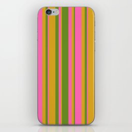 Green, Goldenrod & Hot Pink Colored Lined Pattern iPhone Skin