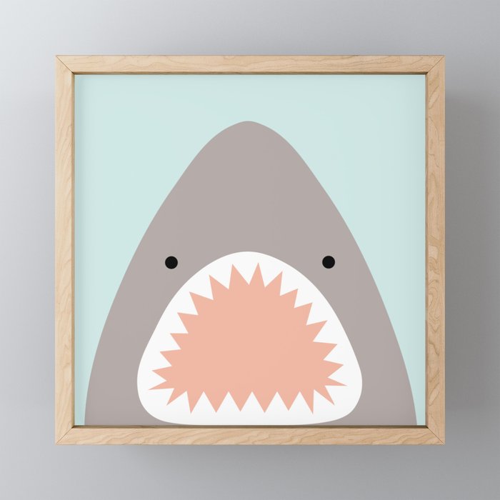 shark attack Framed Mini Art Print