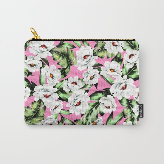 White Spring Flowers Carry-All Pouch