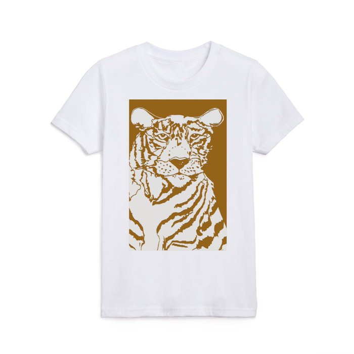 Tiger in White and Golden Brown Colors Year of the Tiger #decor #society6 #buyart Kids T Shirt