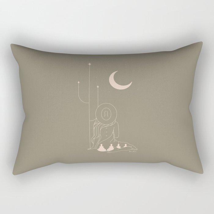 Talking to the Moon - Sage Green Rectangular Pillow