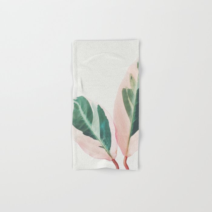 Pink Leaves I Hand & Bath Towel