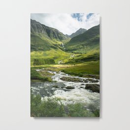 Scottish Highlands Mountain River Metal Print | Color, Green, Photo, Fall, Landscape, Summer, River, Evi, Grass, Hill 