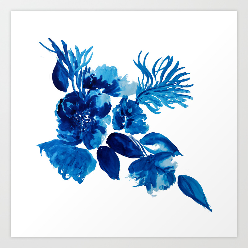 Blue Watercolor Flowers And Stems Art Print By Ilzelucero Society6 Blue Watercolor Flowers And Stems Art Print By Ilzelucero Society6