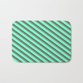 [ Thumbnail: Dark Green, Grey, and Aquamarine Colored Lines Pattern Bath Mat ]